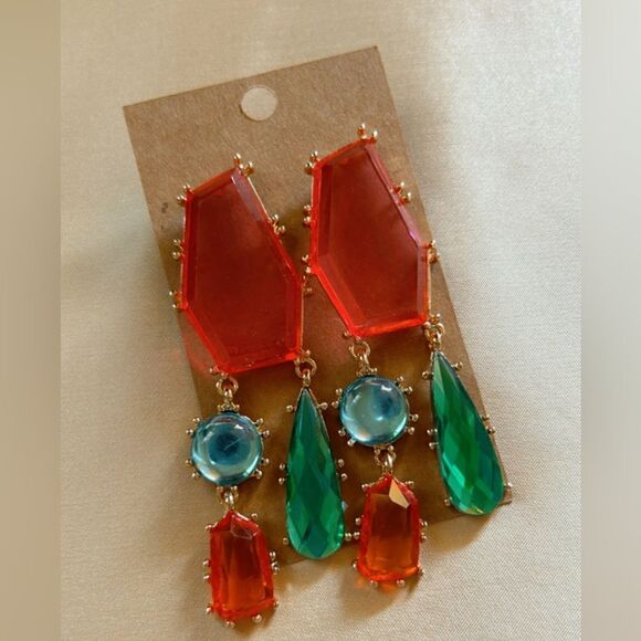 bohemian multicolor earrings A491 - Picture 4 of 4